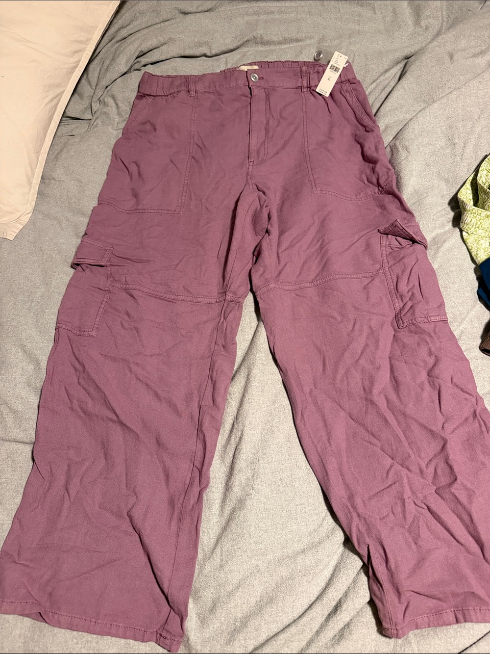 Pilcro Linen Blend Cargo Pants in Mauve